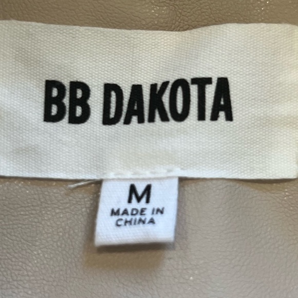BB Dakota Up to Speed taupe vegan leather waterfall open front jacket size med - Picture 8 of 9